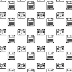 Wall Mural - background of Casette and diskette pattern, vector illustration