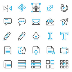 Poster - Simple Set of Basic UI - UX Software Related Vector Blue Line Icons. Contains such Icons as Technology, Web Ecommerce, Application, Mobile App, Startup Pictogram asset Editable Stroke. Pixel Perfect	