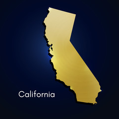 Wall Mural - california map gold texture on blue background