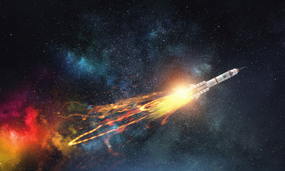 Wall Mural - rocket space ship . mixed media