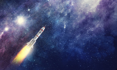 Wall Mural - rocket space ship . mixed media