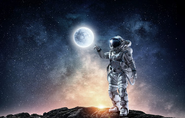 Canvas Print - spaceman and his mission. mixed media