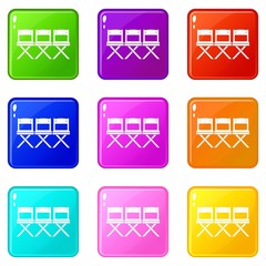 Poster - Chairs icons of 9 color set isolated vector illustration