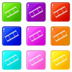 Poster - Film with frames icons of 9 color set isolated vector illustration