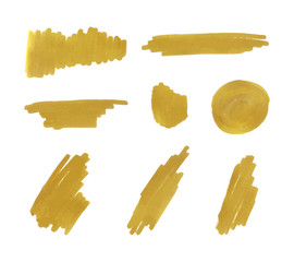 Wall Mural - vector golden marker strokes set, background gold paint.