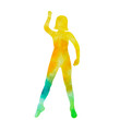 © zolotons - white background, watercolor silhouette girl dancing dance alone