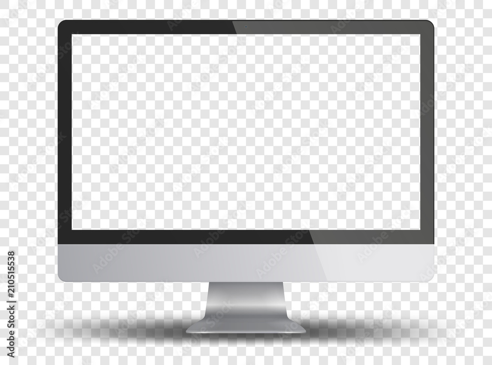 Computer monitor display with empty screen isolated on transparent background. - obrazy, fototapety, plakaty 