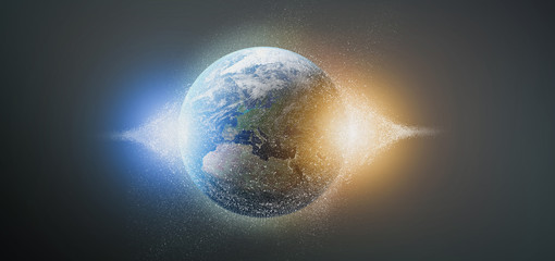 Poster - 3d rendering particles earth globe
