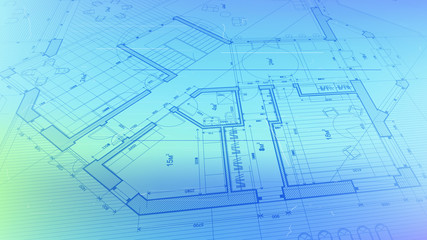 vector architectural plan - abstract architectural blueprint of a modern residential building / technology, industry, business concept illustration: real estate, building, construction & architecture