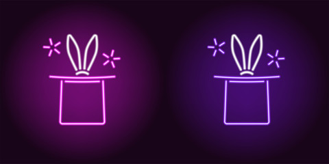 Sticker - Neon icon of Purple and Violet Magic Hat