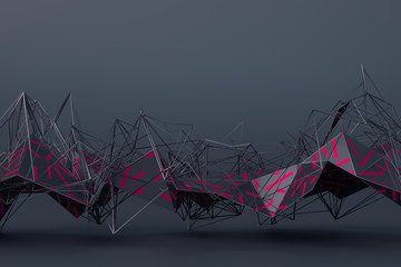 Poster - Abstract 3d rendering of geometric surface. Modern polygonal background design for poster, cover, branding, banner, placard.