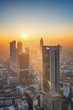 Frankfurt am Main - Beautiful sunset aerilal view of the financial district