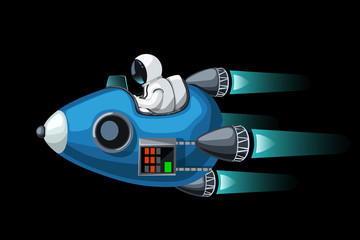 Wall Mural - convertible spaceship on black