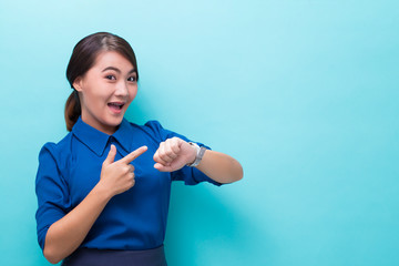 Wall Mural - Happy woman has punctual