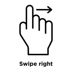 Poster - Swipe right icon vector sign and symbol isolated on white background, Swipe right logo concept