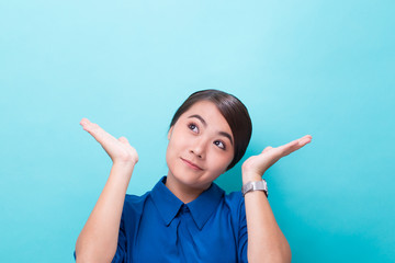 Wall Mural - Happy woman on isolated background