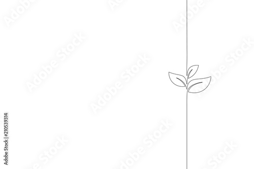Fotografía Single continuous line art growing sprout