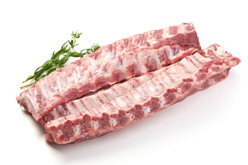 Sticker - Fresh raw pork ribs, isolated on white background.