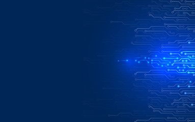 Electronic glowing contacts on dark background