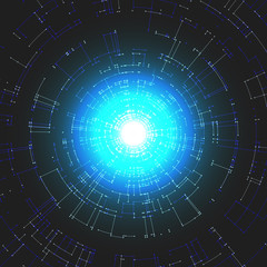 Poster - Connecting lines and dots on dark background. Abstract network connection design concept. Technology design vector background, digital geometric abstraction with lines and points.