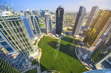 Wall Mural - View on Dubai Marina skyscrapers and the most luxury superyacht marina
