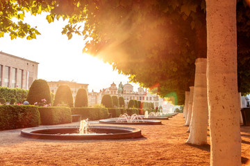 view of Brussels and the royal gardens from the observation deck