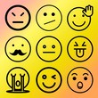Vector icon set  about emoticon with 9 icons related to drawing, cartoon, positive, yellow and cute