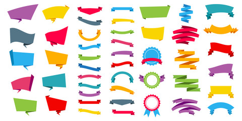 Wall Mural - Creative vector illustration of representing label stickers banners tag set collection isolated on transparent background. Art design in flat style with bright color. Abstract concept graphic element