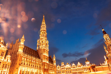 central square of Brussels at night