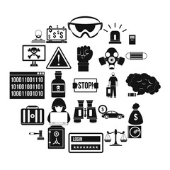 Poster - Fault icons set. Simple set of 25 fault vector icons for web isolated on white background
