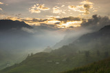 Fototapeta Natura -  landscape view of sunrise above mountain with cloudy