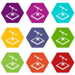 Poster - Rocket d printing icons 9 set coloful isolated on white for web