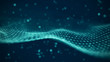 © Oleksii - Data technology illustration. Abstract futuristic background. Wave with connecting dots and lines on dark background. Wave of particles.