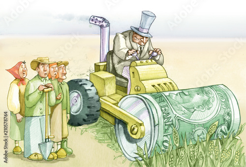 Fotomural landgrabbing destruction and hunger ecological political illustration for blog