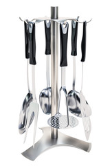 Poster - Kitchen utensils with stand, 3D rendering