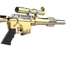 Modern golden sniper rifle  -closeup shot