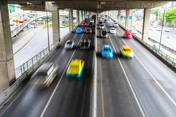 Wall Mural - Motion blur of car on the road in the city