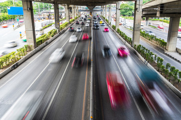 Wall Mural - Motion blur of car on the road in the city