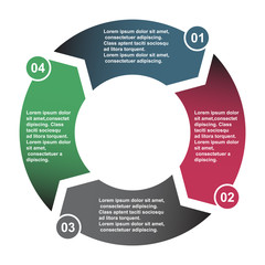 4 step vector element in four colors with labels, infographic diagram. Business concept of 4 steps or options with empty