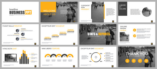 Aufkleber - Yellow and black business presentation slides templates from infographic elements. Can be used for presentation template, flyer and leaflet, brochure, marketing, advertising, annual report, banner.