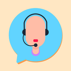 Poster - callcenter man support online operator with headphone, customer and technical service icon, chat con