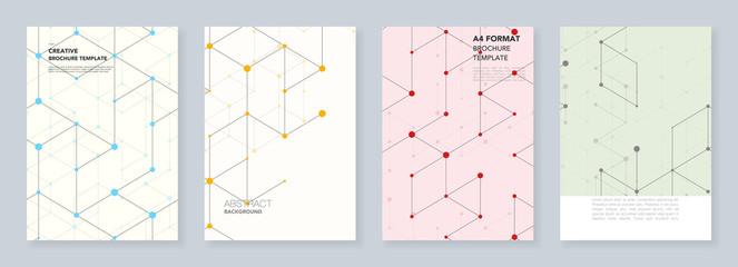 Wall Mural - Minimal templates for flyer, leaflet, brochure, report, presentation. Modern line art pattern with connecting lines. Abstract geometric graphic background. Technology, digital network concept.