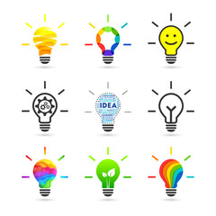 Sticker - Light bulb set with various concept and design