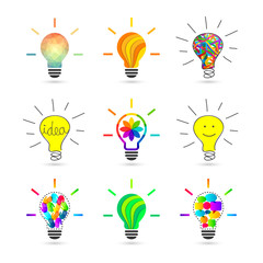 Poster - Lightbulb concept. Set made of various design and style.