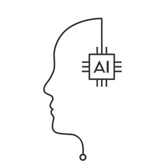 Poster - Ai - Artificial intelligence concept with computer chip. Face outline made of circuit line.
