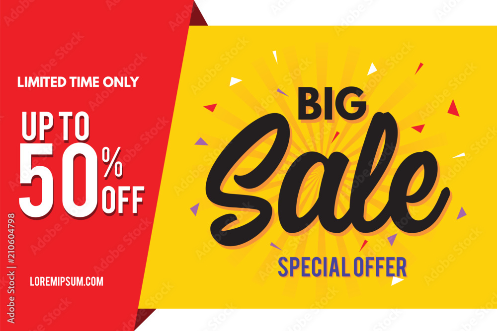 Sale Banner. Big Sale Banner Template Design. Sale and Discount. Vector Illustration. - obrazy, fototapety, plakaty 