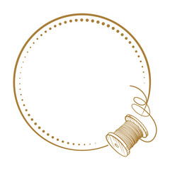 Wall Mural - Vector round dotted frame frame with spool of thread
