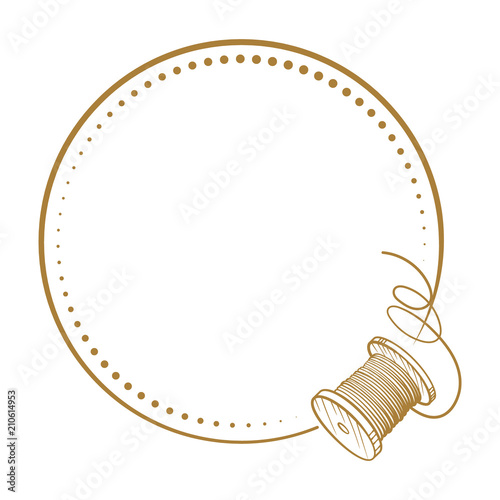 Fotografía Vector round dotted frame frame with spool of thread
