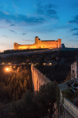 Wall Mural - Spoleto (Italy) - The charming medieval village in Umbria region with the famous Duomo church, old castle and the ancient bridge named 'Ponte delle Torri'