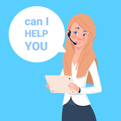 Poster - support center headset agent woman client online operator, customer and technical service icon, chat